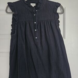 J. Crew Black Muslin Ruffle Shirt Sz Small